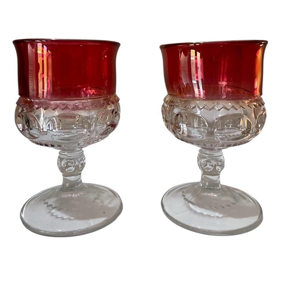Ruby Red Crystal Cordial Goblets - Set of 2